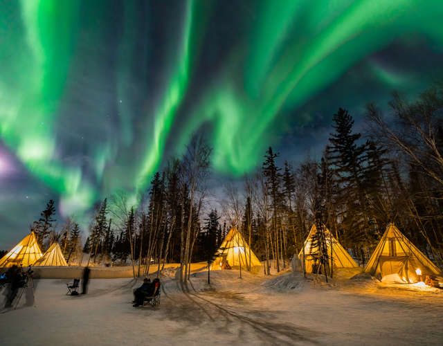 Northern lights over tee-'pees