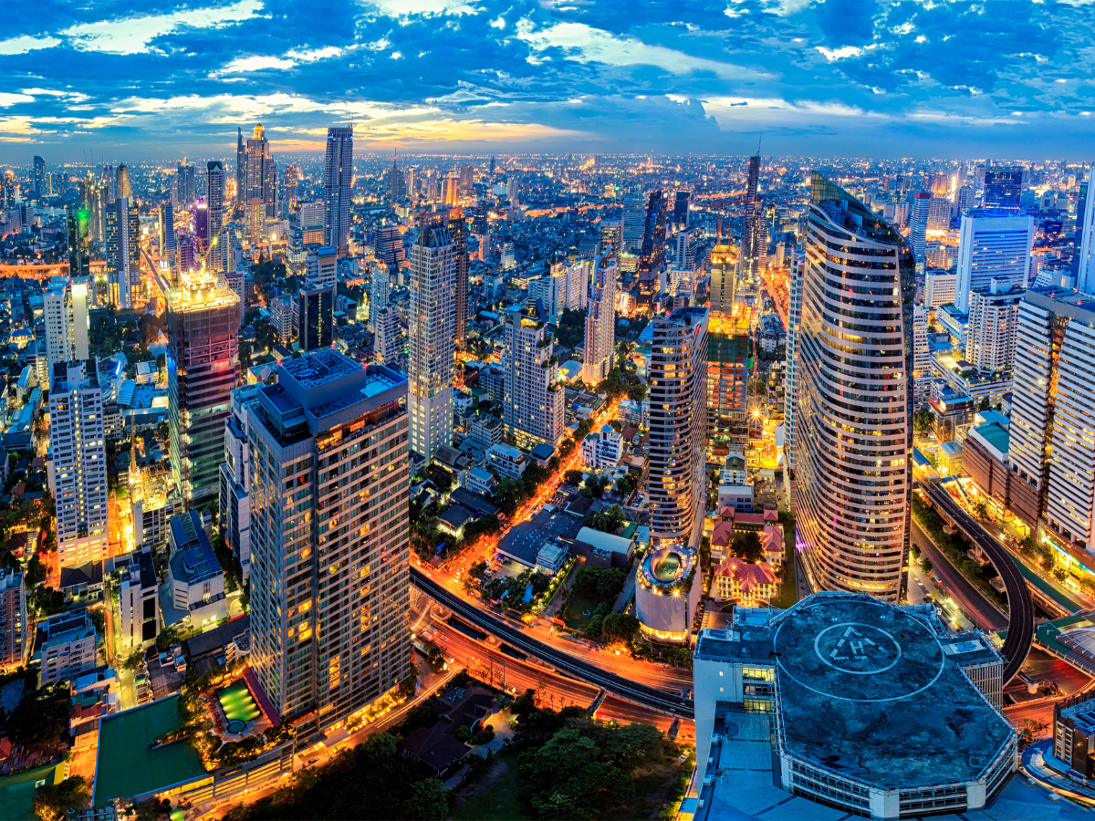 Bangkok City Skyline View At Night