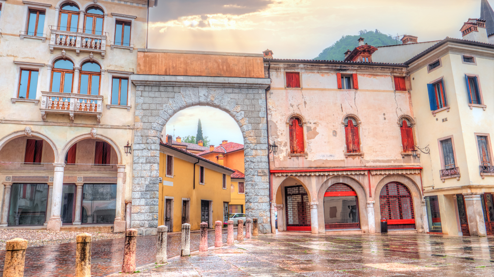 Rome's Flaminio Neighborhood buildings on a rainy day