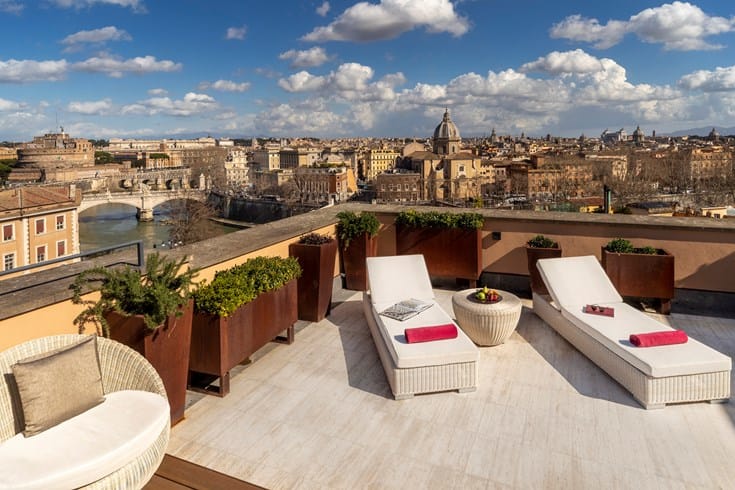 Gran Meliá Rome Rooftop overlooking the city in the day time