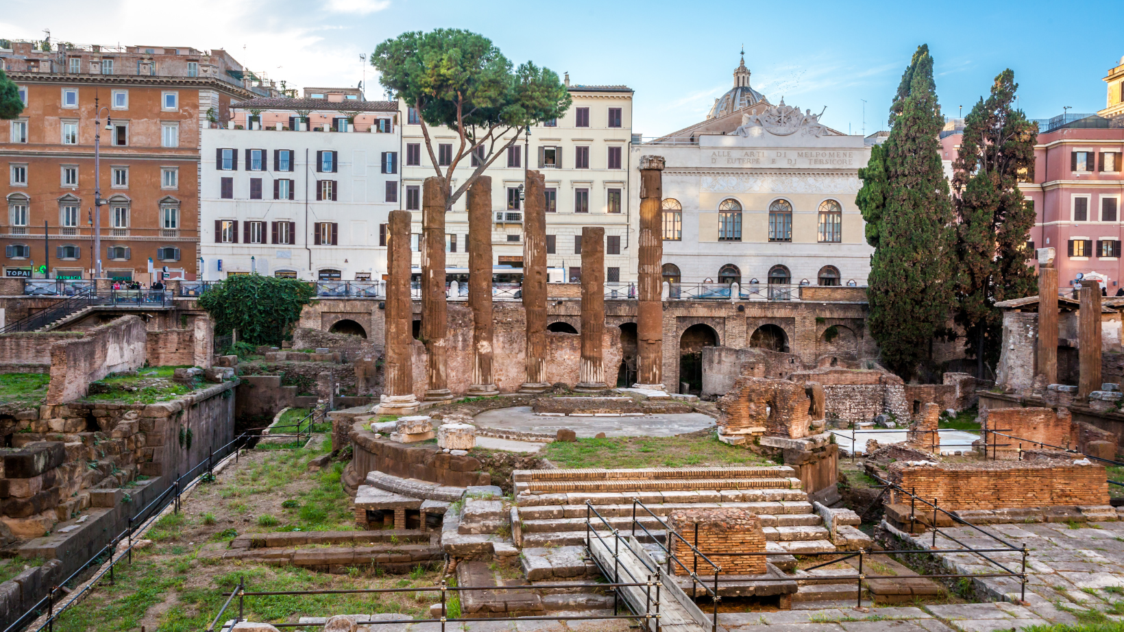 Area Sacra dell’ Argentina is ancient ruins in the Jewish Ghetto in Rome, Italy