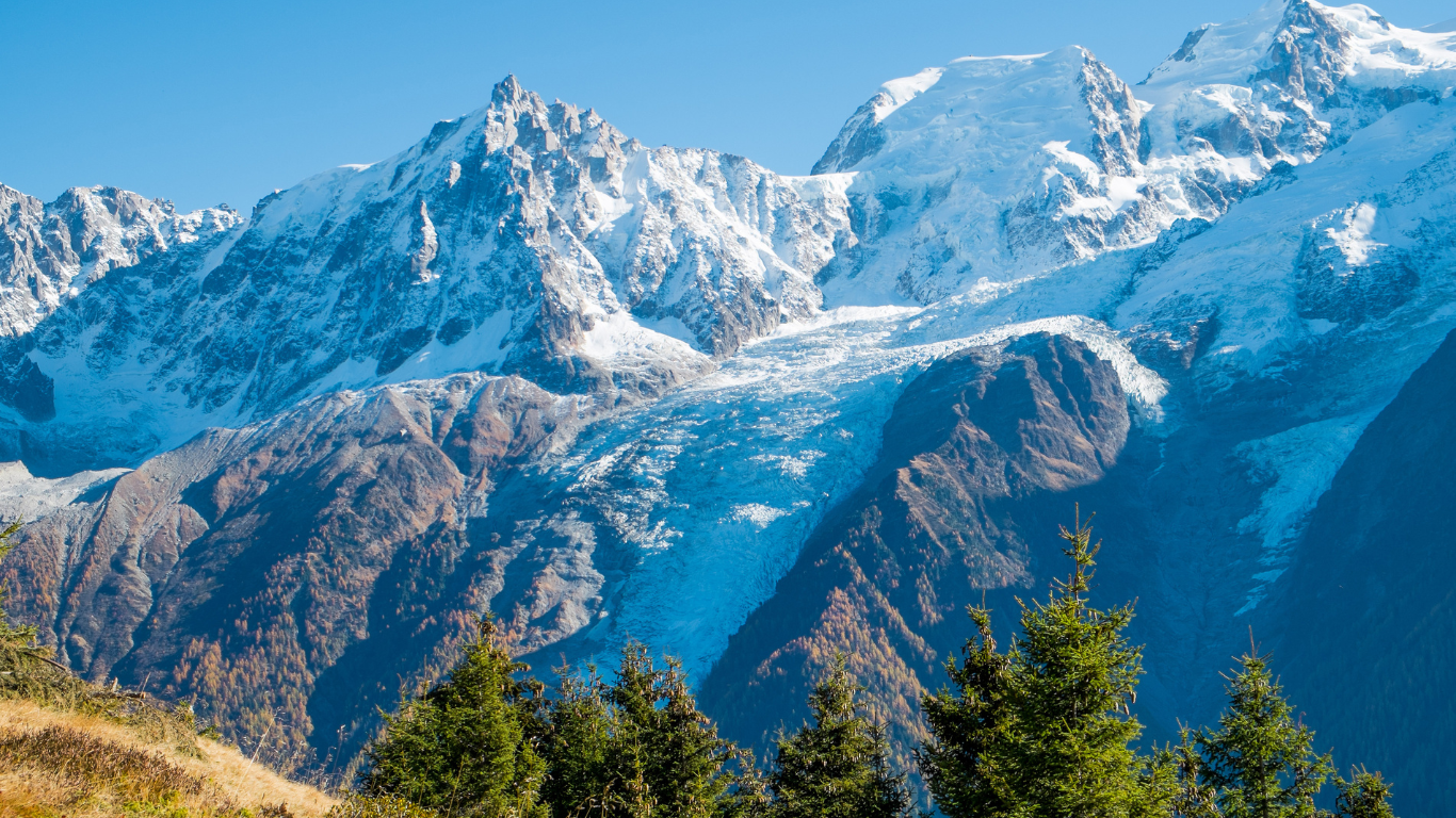 snow capped jagged peaks at Mont Blanc, France