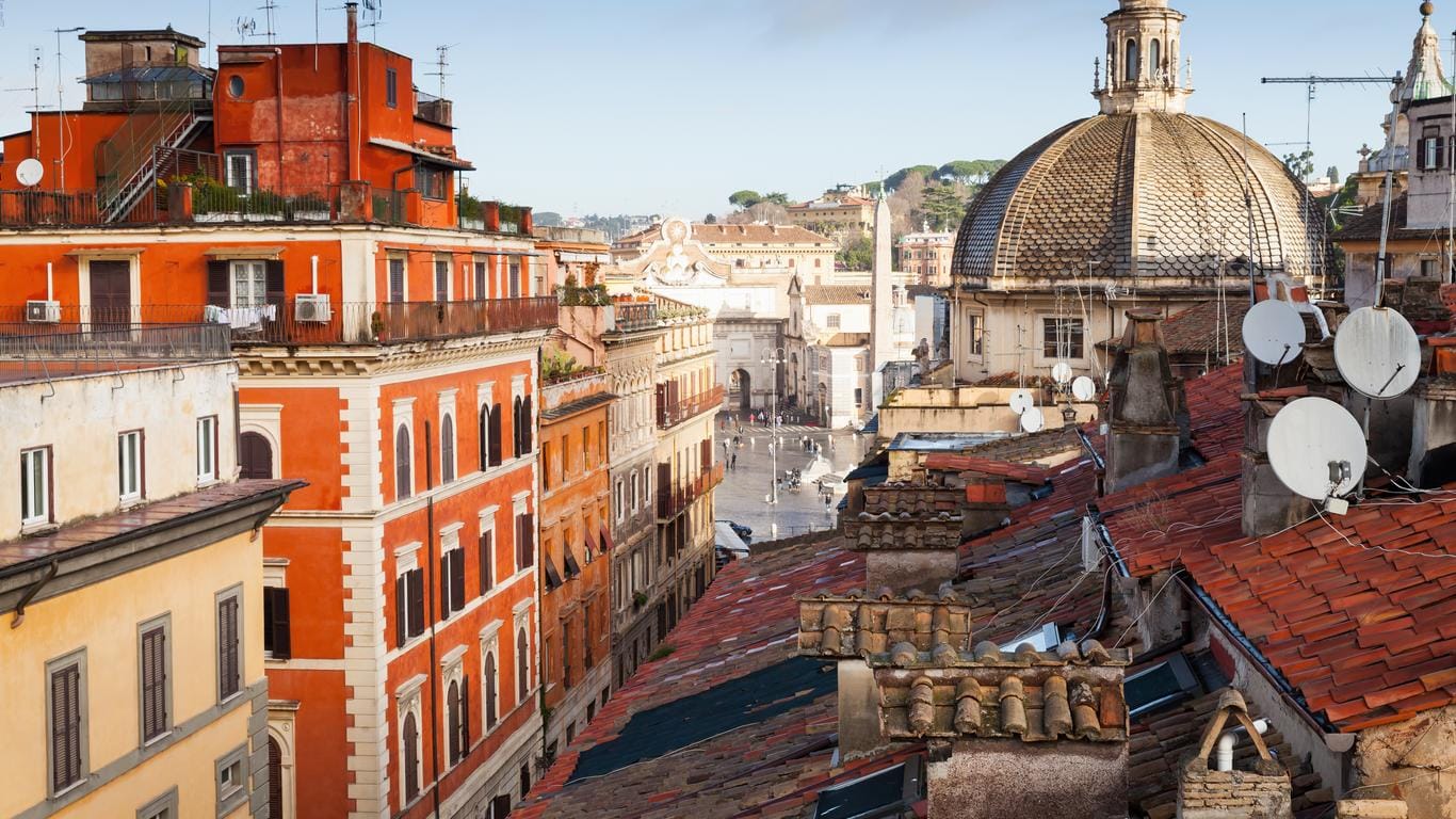 Parioli neighborhood building rooftops of hotels in rome