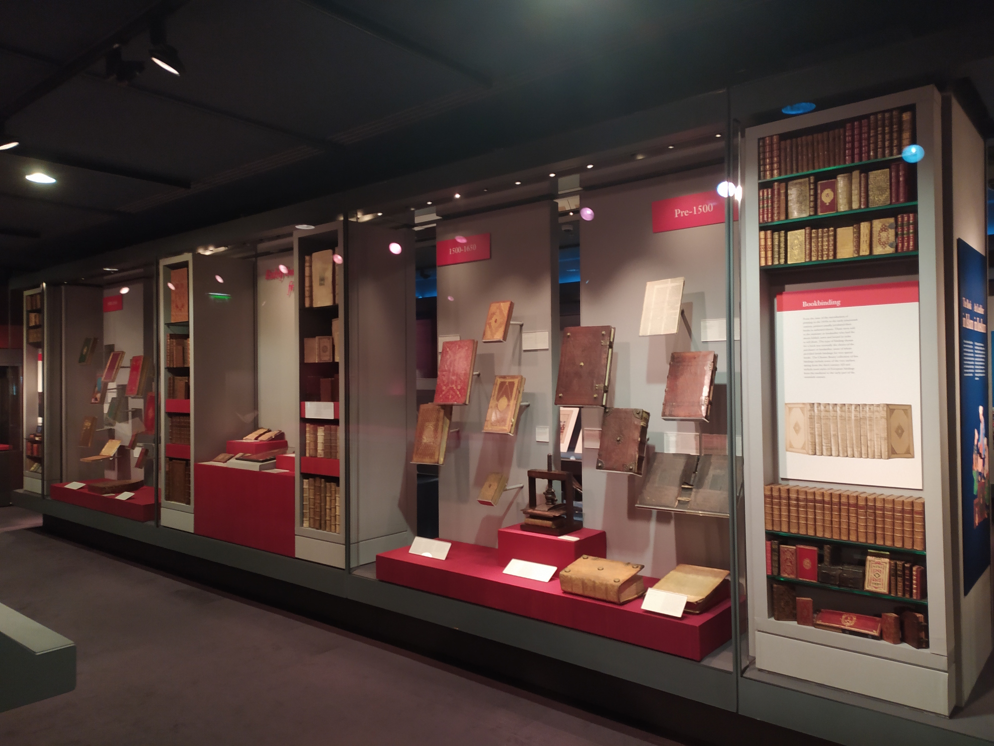 inside the museum showing pieces on display on Chester Beatty Library