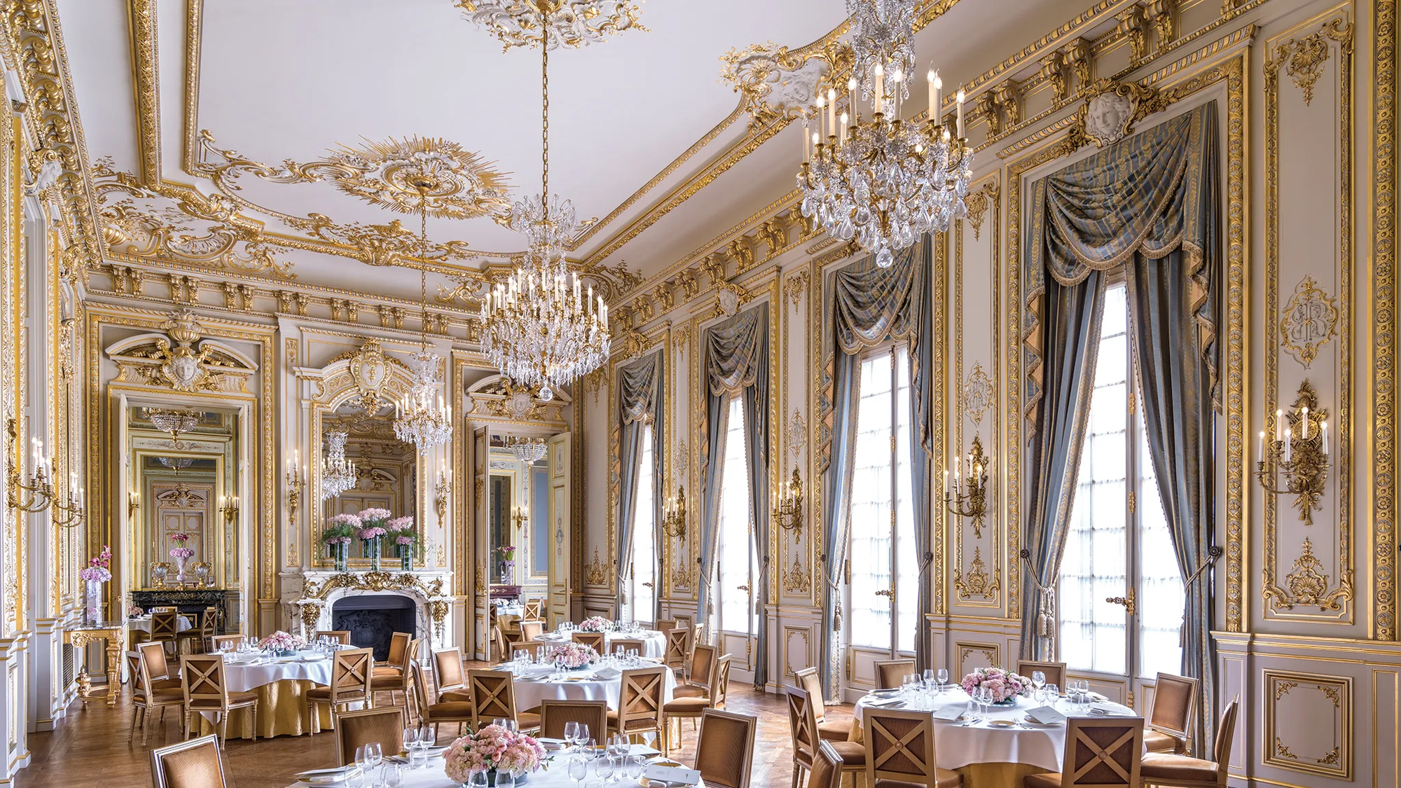 Dining area inside the Shangri-La Hotel Paris