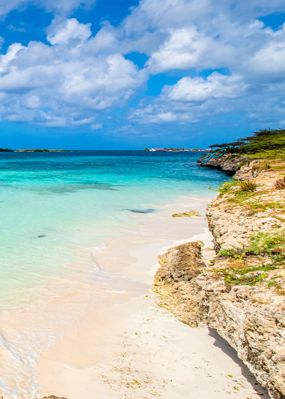 rocky shoreline of Malmok Beach in Aruba