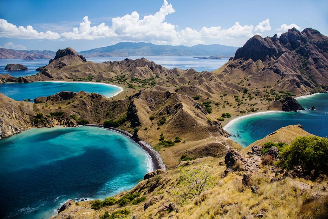 blue seas and mountains at Komodo National Park, Indonesia