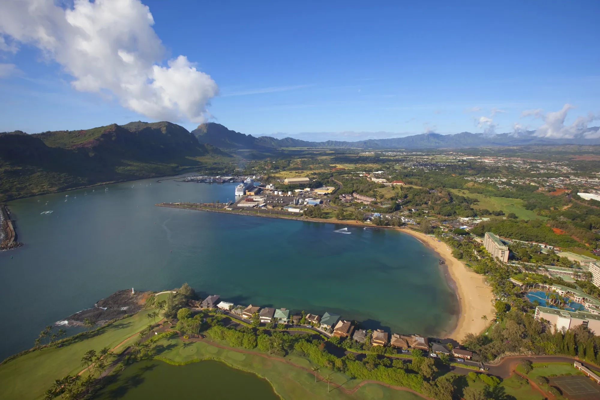 Ariel View Of Lihue, Hawaii which is one of the 5 regions of Kauai