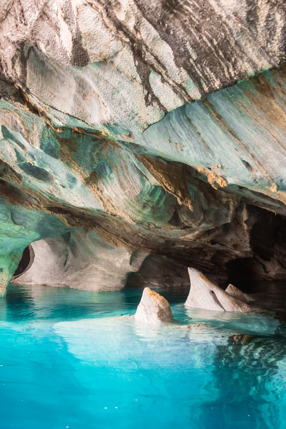 Clear Azul Blue Waters Inside the Marble Caves in Patagonia, Chile