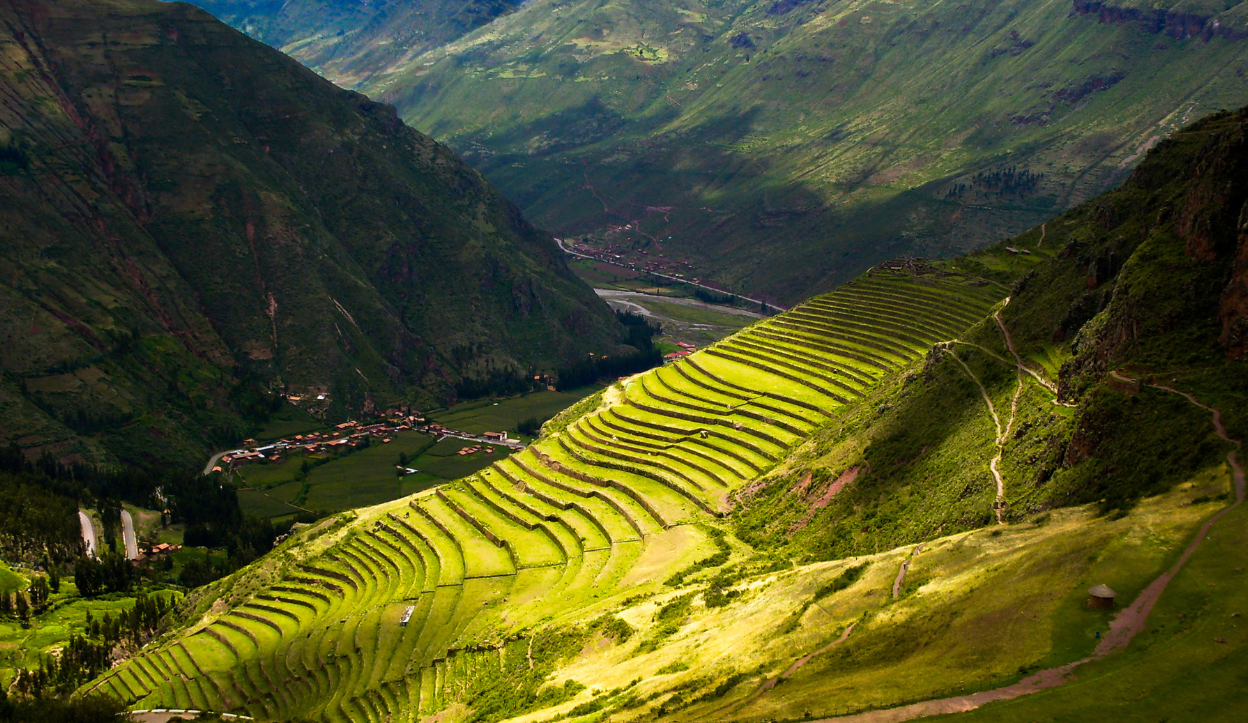 Sacred Valley Peru lush green terraces