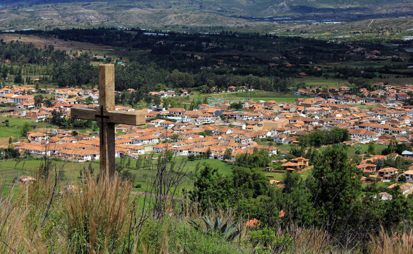 View of the historic colonial town Villa de Leyva, Colombia 