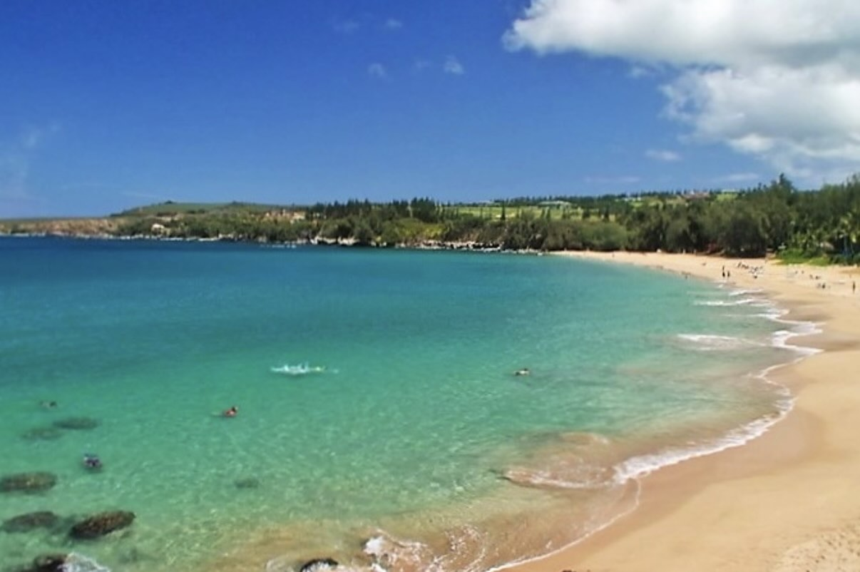 waves washing ashore at DT. Flemings Beach In Maui