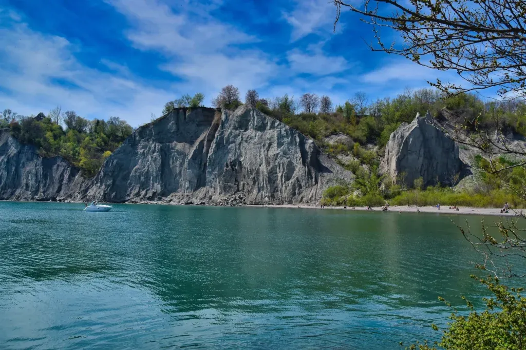 View of the Bluffs at Bluffers Beach Park On Lake Ontario In Toronto 