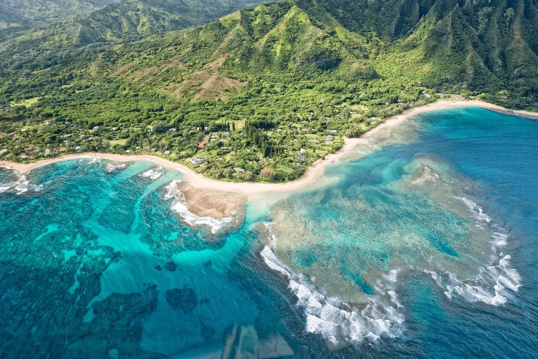 Ariel view of Tunnels Beach (Makua Beach)